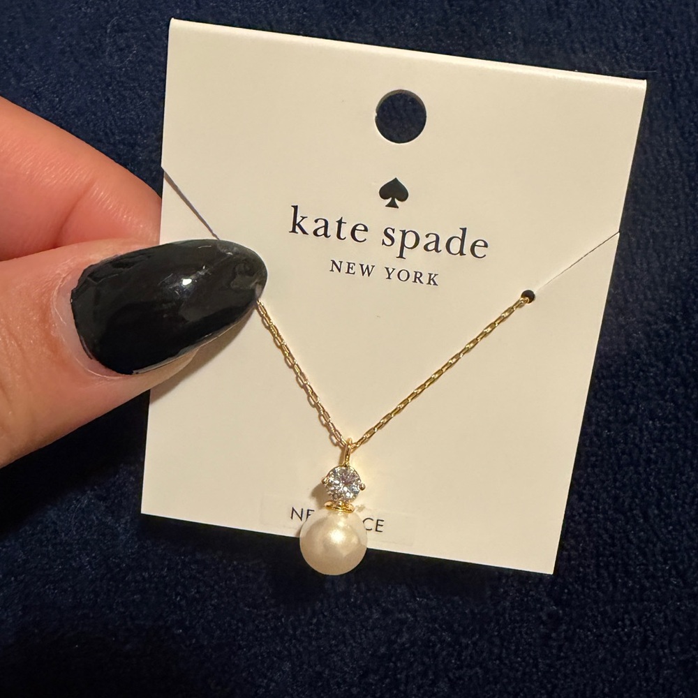 Kate Spade Gold Necklace with Pearl and Crystal